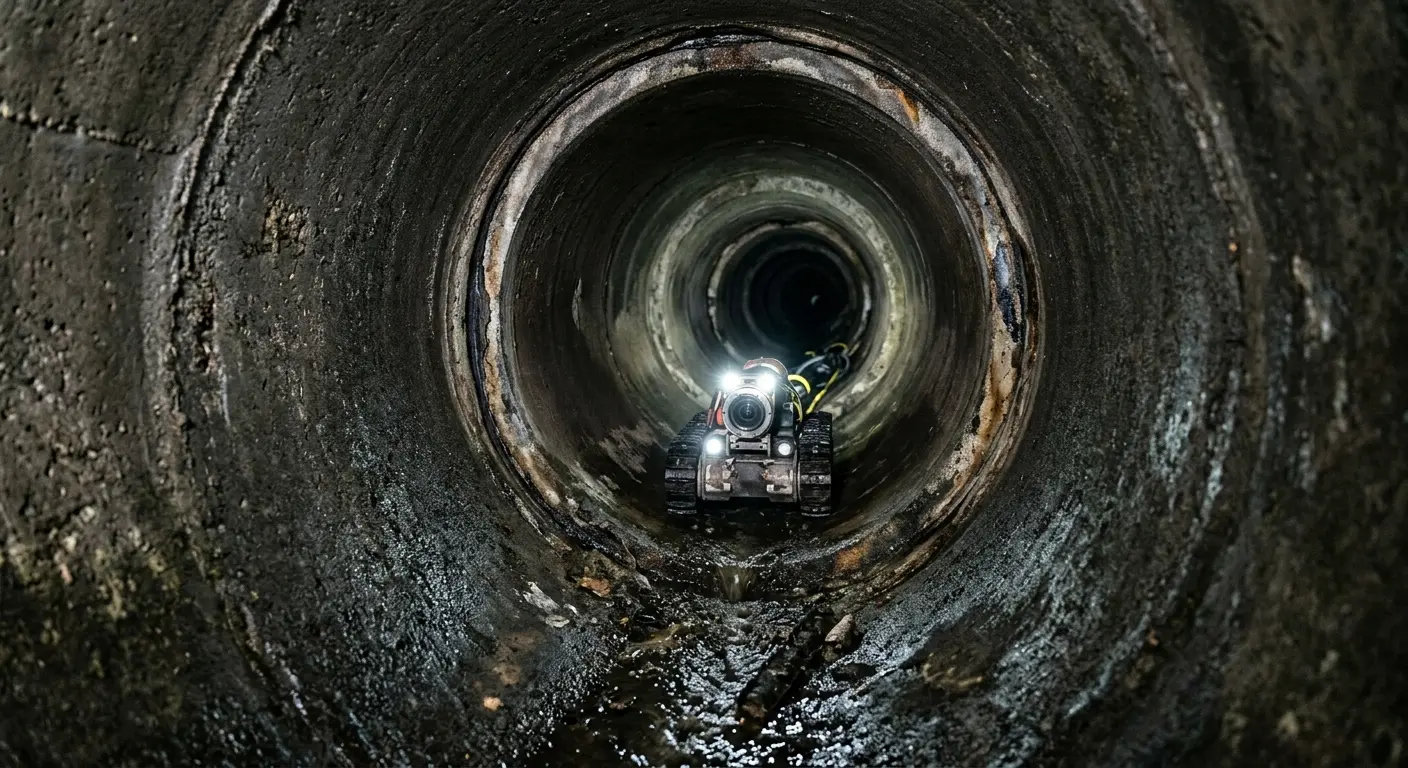 Robotic sewer camera inspecting pipe interior for Sewer Line Cleaning in Racine